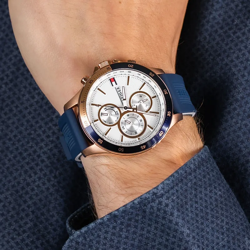 Tommy Hilfiger Bank Chronograph Silver Dial Men's Watch | 1791778